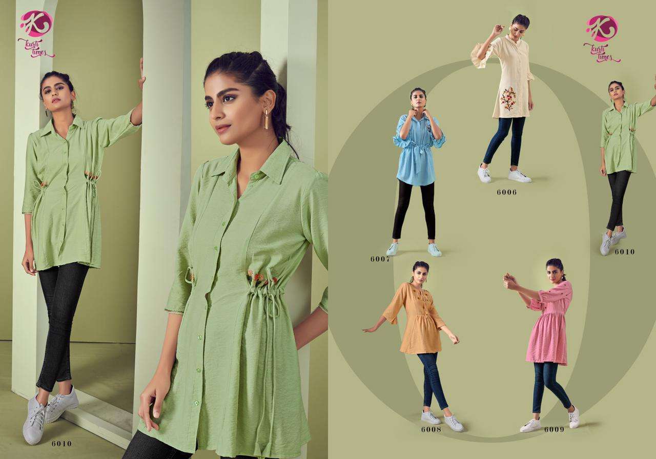ORCHID VOL-2 BY KURTI TIMES 6006 TO 6010 SERIES BEAUTIFUL STYLISH FANCY COLORFUL CASUAL WEAR & ETHNIC WEAR & READY TO WEAR VISCOSE EMBROIDERED KURTIS AT WHOLESALE PRICE