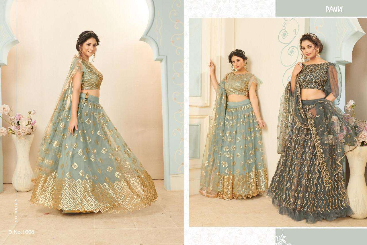 GLAMOUR VOL-1 BY PANVI 1001 TO 1010 SERIES BEAUTIFUL COLORFUL FANCY WEDDING COLLECTION OCCASIONAL WEAR & PARTY WEAR SOFT NET LEHENGAS AT WHOLESALE PRICE