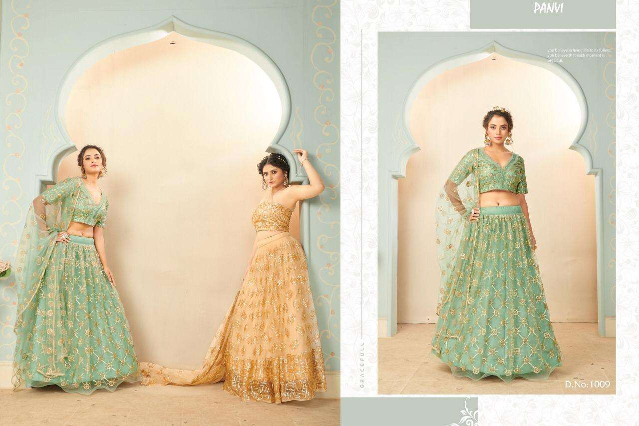 GLAMOUR VOL-1 BY PANVI 1001 TO 1010 SERIES BEAUTIFUL COLORFUL FANCY WEDDING COLLECTION OCCASIONAL WEAR & PARTY WEAR SOFT NET LEHENGAS AT WHOLESALE PRICE