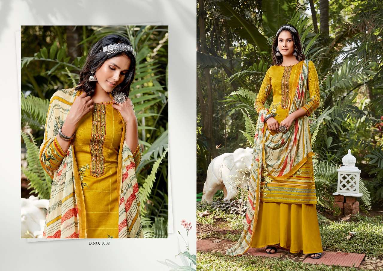 RAAZI BY KESARIYA 1001 TO 1008 SERIES BEAUTIFUL SUITS COLORFUL STYLISH FANCY CASUAL WEAR & ETHNIC WEAR PURE CAMBRIC DIGITAL PRINT WITH EMBROIDERY WORK DRESSES AT WHOLESALE PRICE