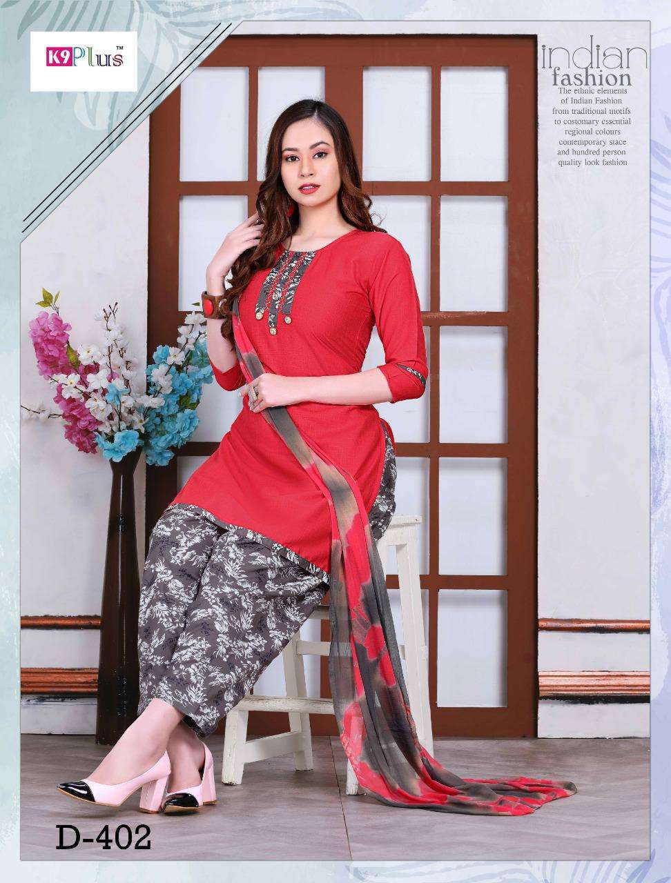 PRATIGYA VOL-8 BY K9 PLUS 401 TO 408 SERIES BEAUTIFUL STYLISH PATIYALA SUITS FANCY COLORFUL CASUAL WEAR & ETHNIC WEAR & READY TO WEAR RAYON PLAIN SILAI WORK DRESSES AT WHOLESALE PRICE
