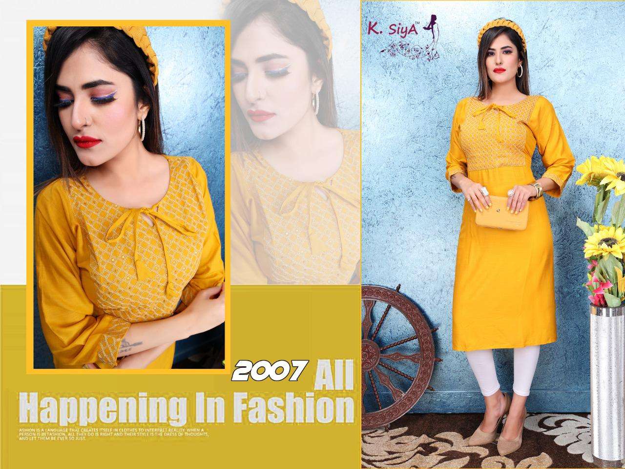 SAFFRON BY K.SIYA 2001 TO 2010 SERIES DESIGNER STYLISH FANCY COLORFUL BEAUTIFUL PARTY WEAR & ETHNIC WEAR COLLECTION RAYON PLAIN KURTIS AT WHOLESALE PRICE