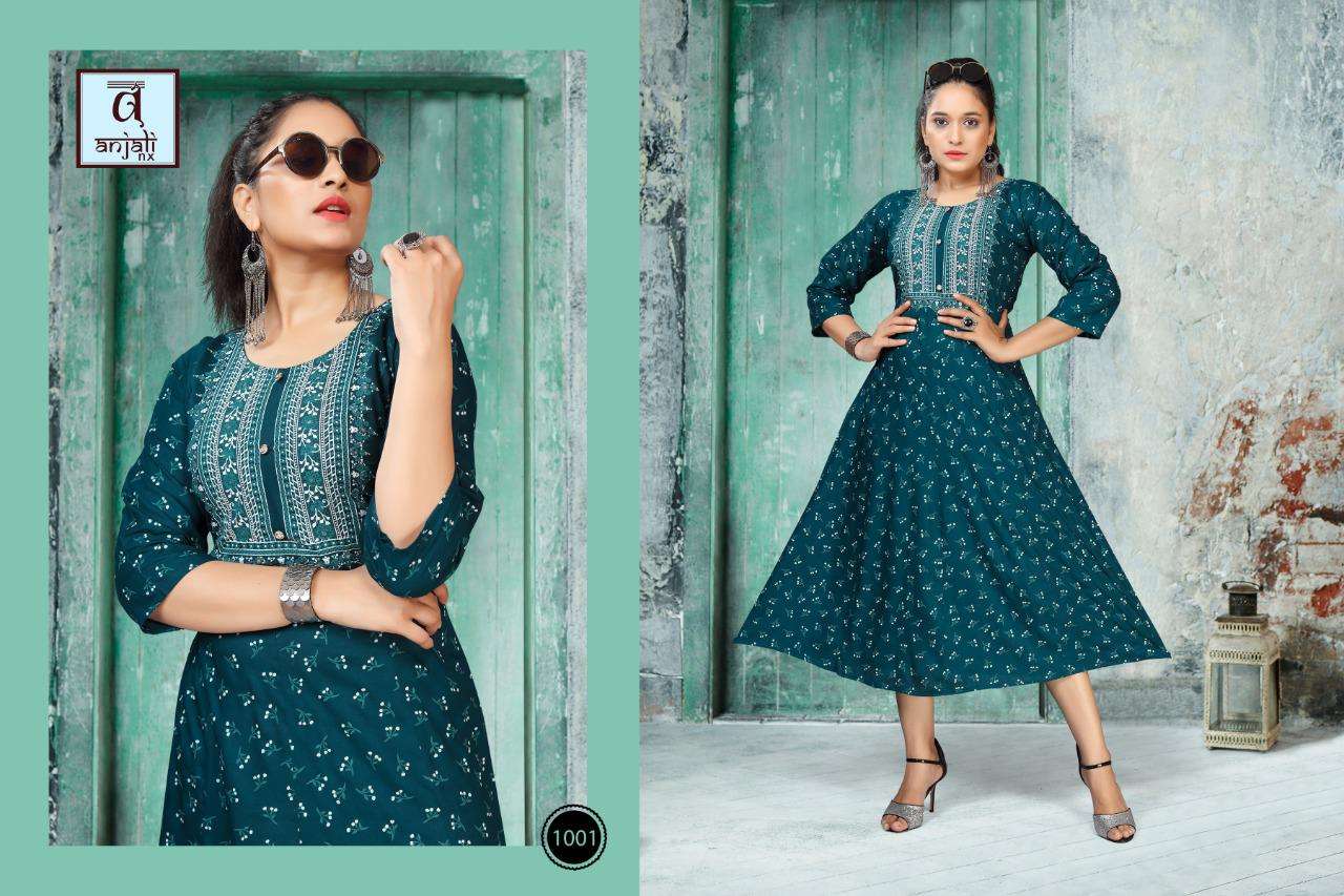 LIBAS BY ANJALI NX 1001 TO 1008 SERIES DESIGNER STYLISH FANCY COLORFUL BEAUTIFUL PARTY WEAR & ETHNIC WEAR COLLECTION RAYON PRINT KURTIS AT WHOLESALE PRICE