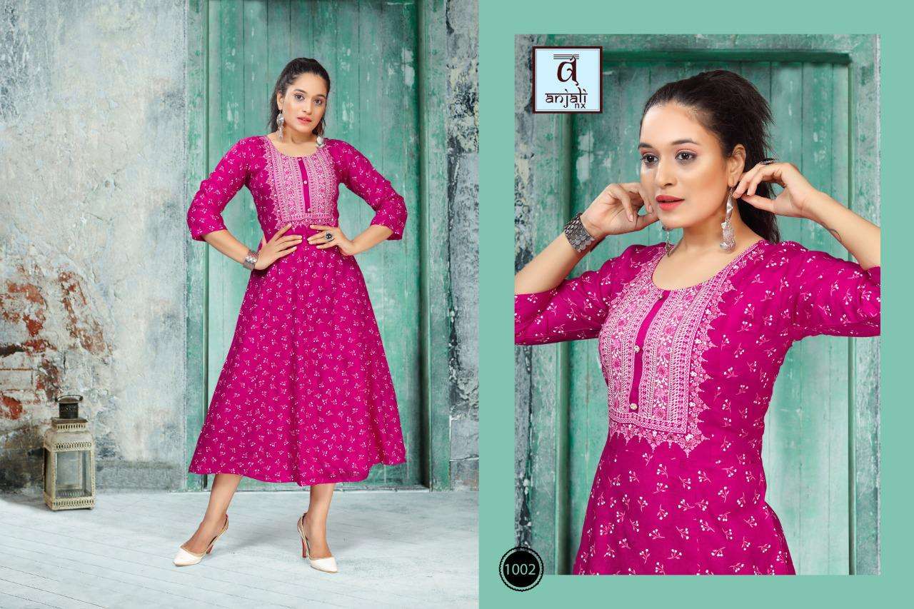 LIBAS BY ANJALI NX 1001 TO 1008 SERIES DESIGNER STYLISH FANCY COLORFUL BEAUTIFUL PARTY WEAR & ETHNIC WEAR COLLECTION RAYON PRINT KURTIS AT WHOLESALE PRICE