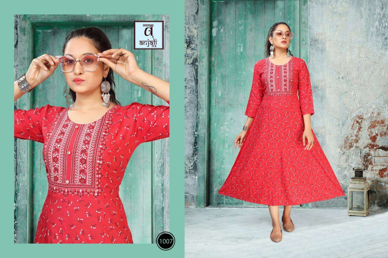LIBAS BY ANJALI NX 1001 TO 1008 SERIES DESIGNER STYLISH FANCY COLORFUL BEAUTIFUL PARTY WEAR & ETHNIC WEAR COLLECTION RAYON PRINT KURTIS AT WHOLESALE PRICE