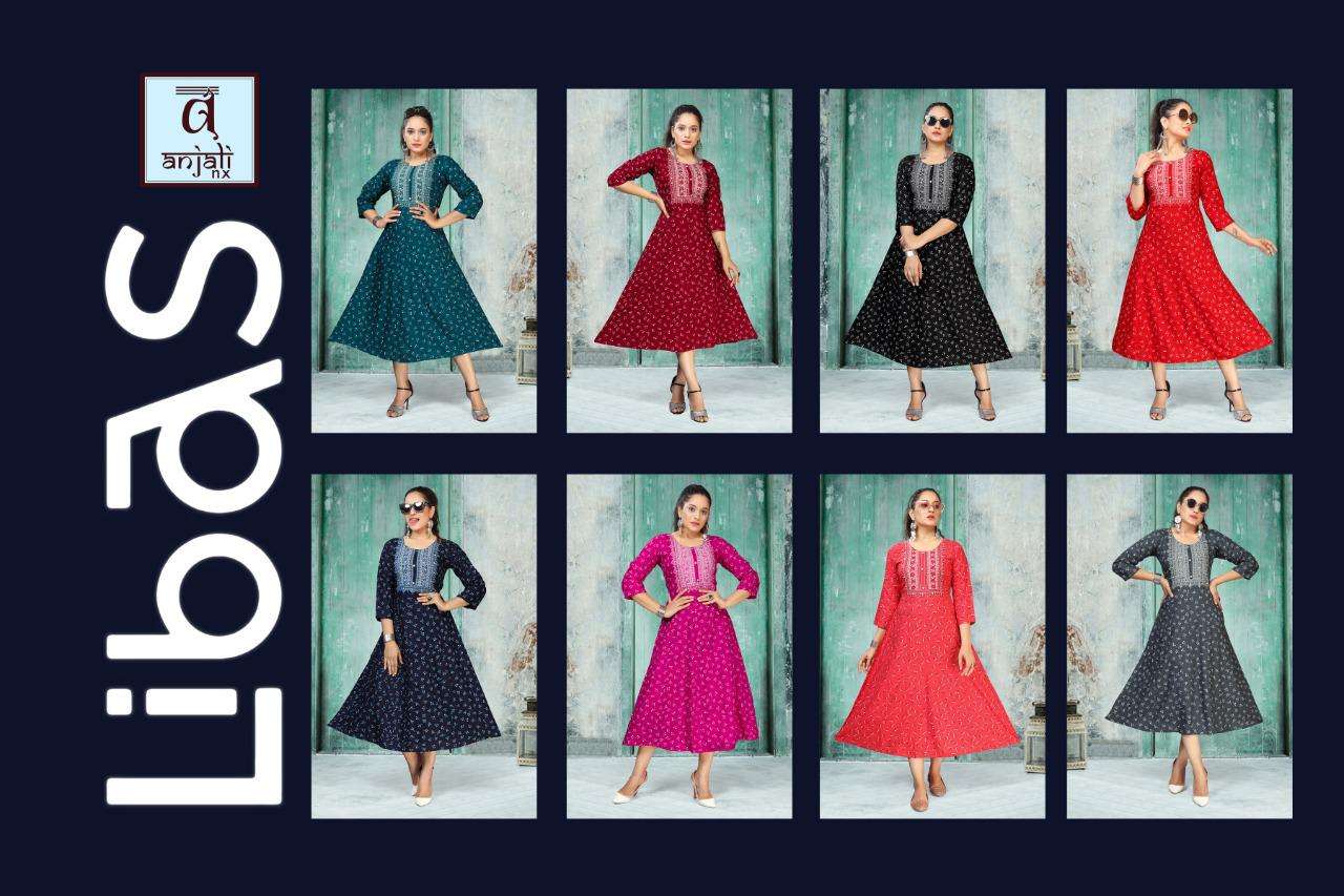 LIBAS BY ANJALI NX 1001 TO 1008 SERIES DESIGNER STYLISH FANCY COLORFUL BEAUTIFUL PARTY WEAR & ETHNIC WEAR COLLECTION RAYON PRINT KURTIS AT WHOLESALE PRICE