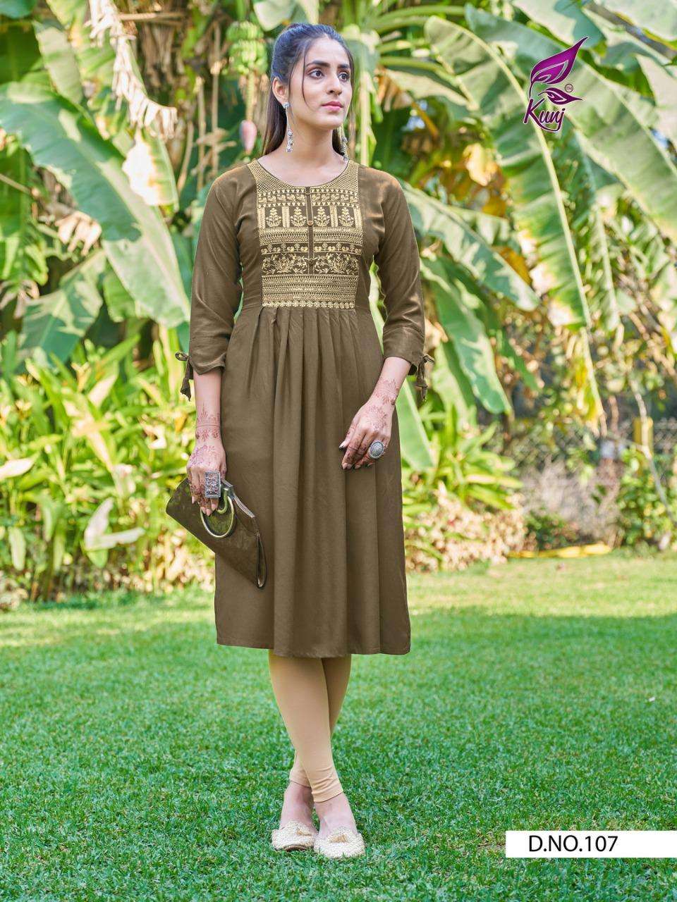 PIXCEL VOL-1 BY KUNJ 101 TO 108 SERIES DESIGNER STYLISH FANCY COLORFUL BEAUTIFUL PARTY WEAR & ETHNIC WEAR COLLECTION RAYON SEQUENCE WORK KURTIS AT WHOLESALE PRICE