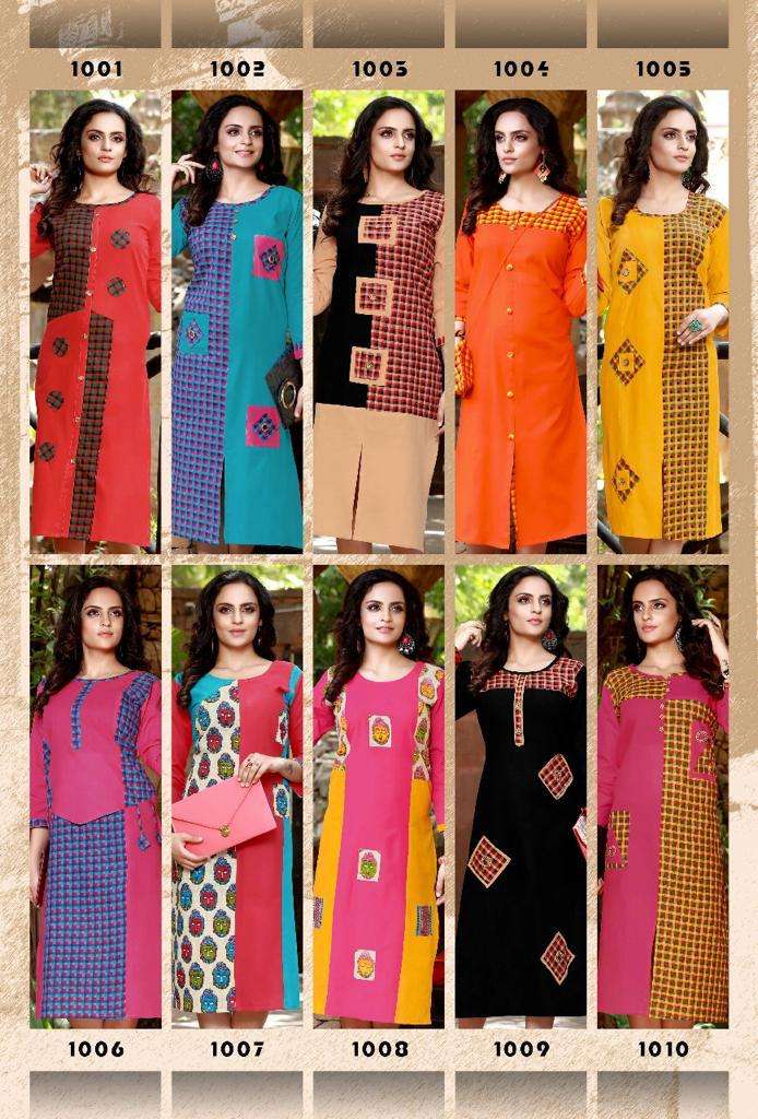 PRIYA BY RIHANNA 1001 TO 1010 SERIES DESIGNER STYLISH FANCY COLORFUL BEAUTIFUL PARTY WEAR & ETHNIC WEAR COLLECTION COTTON PRINT KURTIS AT WHOLESALE PRICE