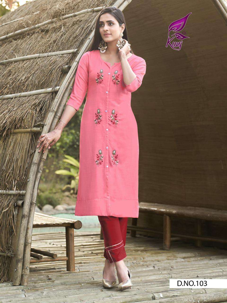 ICE CANDY VOL-1 BY KUNJ 101 TO 108 SERIES DESIGNER STYLISH FANCY COLORFUL BEAUTIFUL PARTY WEAR & ETHNIC WEAR COLLECTION RAYON SLUB KURTIS WITH BOTTOM AT WHOLESALE PRICE