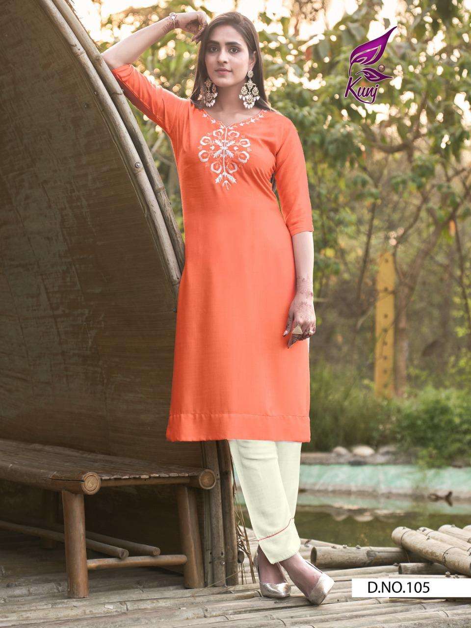 ICE CANDY VOL-1 BY KUNJ 101 TO 108 SERIES DESIGNER STYLISH FANCY COLORFUL BEAUTIFUL PARTY WEAR & ETHNIC WEAR COLLECTION RAYON SLUB KURTIS WITH BOTTOM AT WHOLESALE PRICE