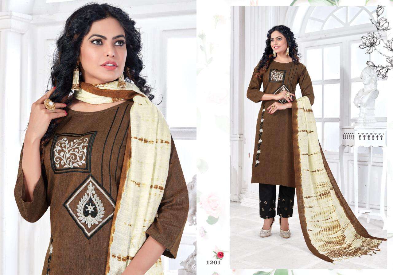 SURABHI VOL-2 BY ARION 1201 TO 1205 SERIES BEAUTIFUL SUITS COLORFUL STYLISH FANCY CASUAL WEAR & ETHNIC WEAR LINEN COTTON DRESSES AT WHOLESALE PRICE