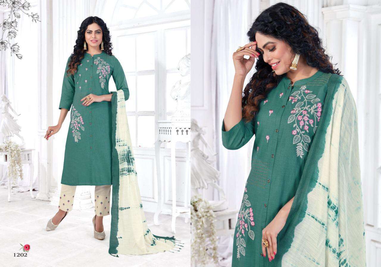 SURABHI VOL-2 BY ARION 1201 TO 1205 SERIES BEAUTIFUL SUITS COLORFUL STYLISH FANCY CASUAL WEAR & ETHNIC WEAR LINEN COTTON DRESSES AT WHOLESALE PRICE