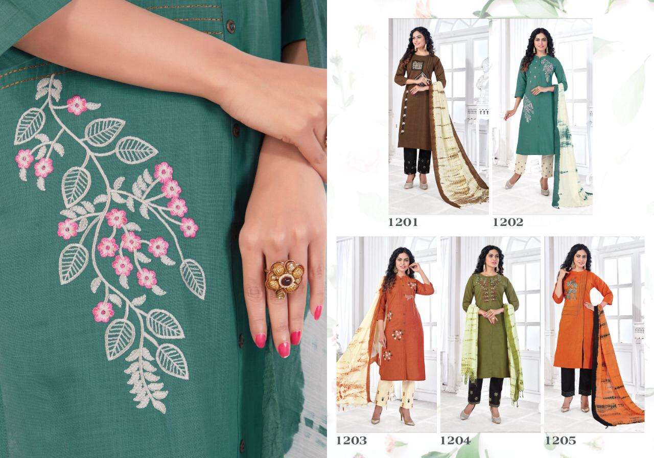 SURABHI VOL-2 BY ARION 1201 TO 1205 SERIES BEAUTIFUL SUITS COLORFUL STYLISH FANCY CASUAL WEAR & ETHNIC WEAR LINEN COTTON DRESSES AT WHOLESALE PRICE