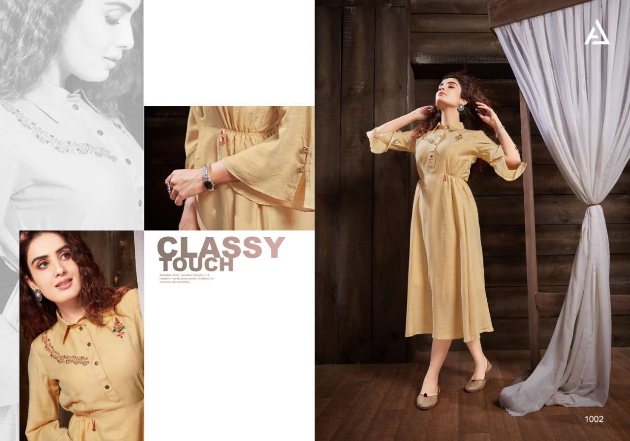 SILVER BY AMORA 1001 TO 1006 SERIES DESIGNER STYLISH FANCY COLORFUL BEAUTIFUL PARTY WEAR & ETHNIC WEAR COLLECTION ELICA SLUB KURTIS AT WHOLESALE PRICE