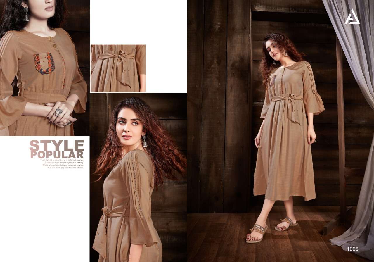 SILVER BY AMORA 1001 TO 1006 SERIES DESIGNER STYLISH FANCY COLORFUL BEAUTIFUL PARTY WEAR & ETHNIC WEAR COLLECTION ELICA SLUB KURTIS AT WHOLESALE PRICE