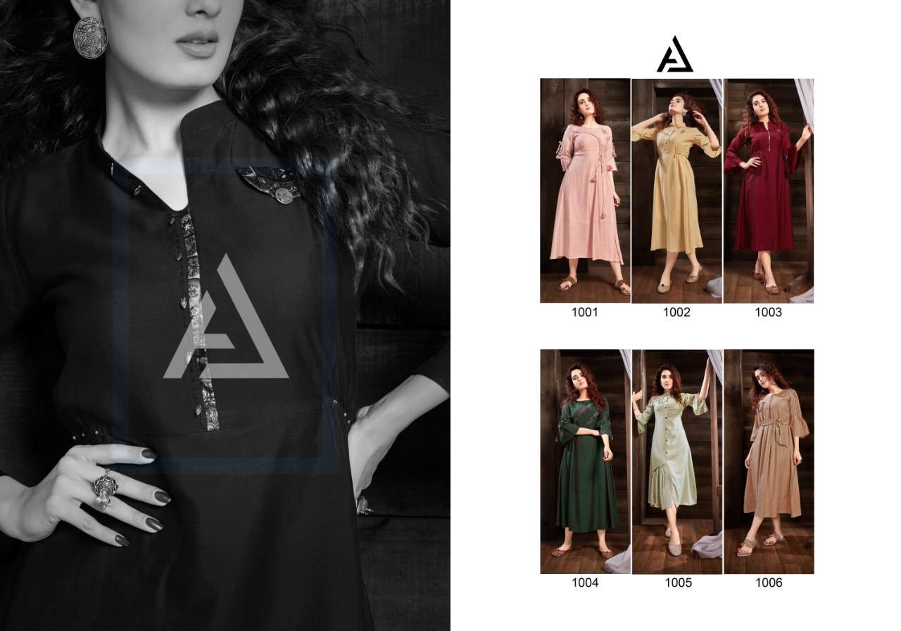 SILVER BY AMORA 1001 TO 1006 SERIES DESIGNER STYLISH FANCY COLORFUL BEAUTIFUL PARTY WEAR & ETHNIC WEAR COLLECTION ELICA SLUB KURTIS AT WHOLESALE PRICE