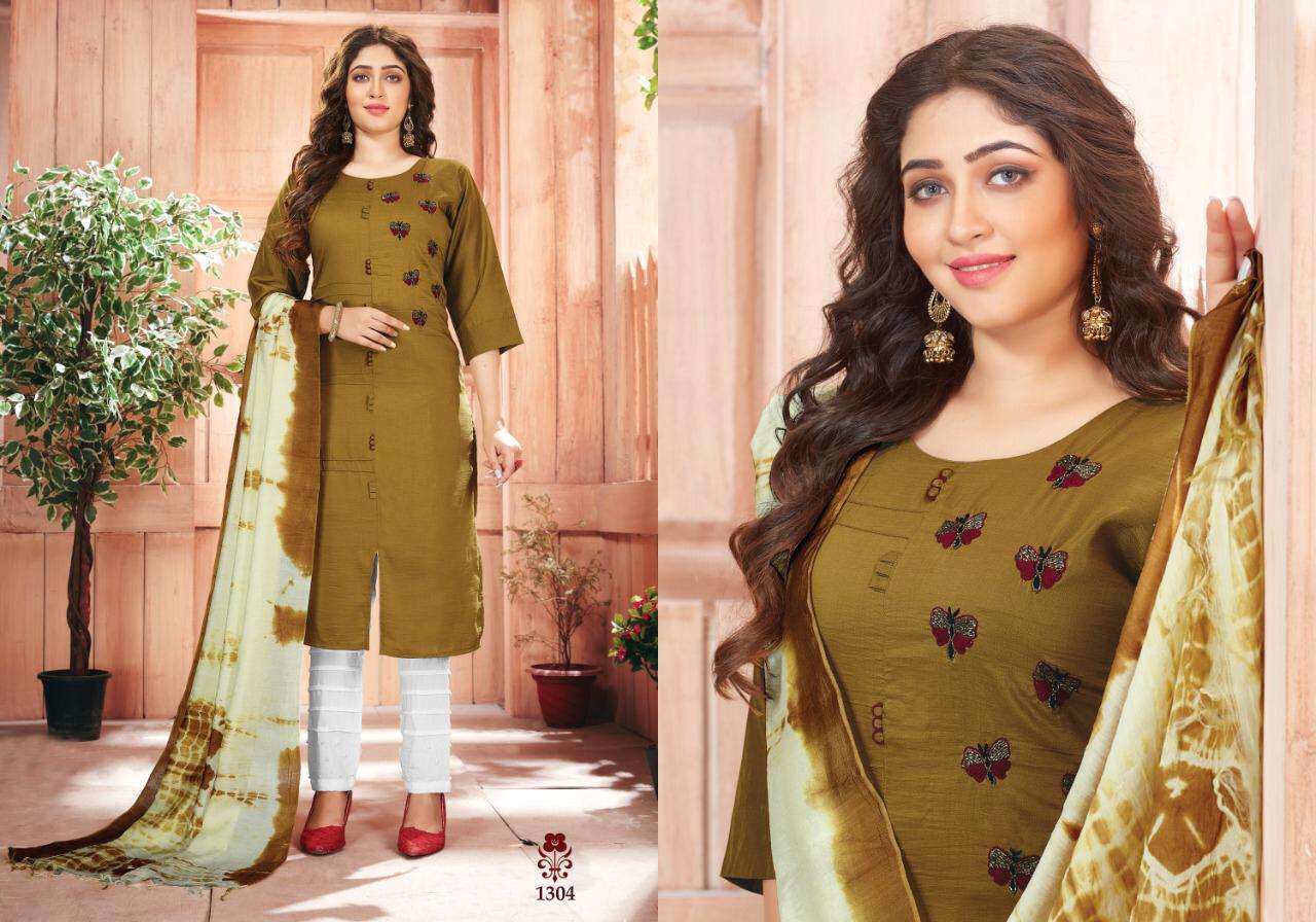 PADMINI VOL-4 BY ARION 1301 TO 1305 DESIGNER SUITS BEAUTIFUL STYLISH FANCY COLORFUL PARTY WEAR & ETHNIC WEAR CHINNON EMBROIDERY DRESSES AT WHOLESALE PRICE