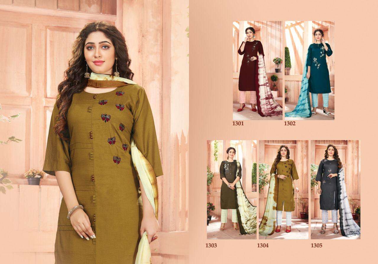 PADMINI VOL-4 BY ARION 1301 TO 1305 DESIGNER SUITS BEAUTIFUL STYLISH FANCY COLORFUL PARTY WEAR & ETHNIC WEAR CHINNON EMBROIDERY DRESSES AT WHOLESALE PRICE