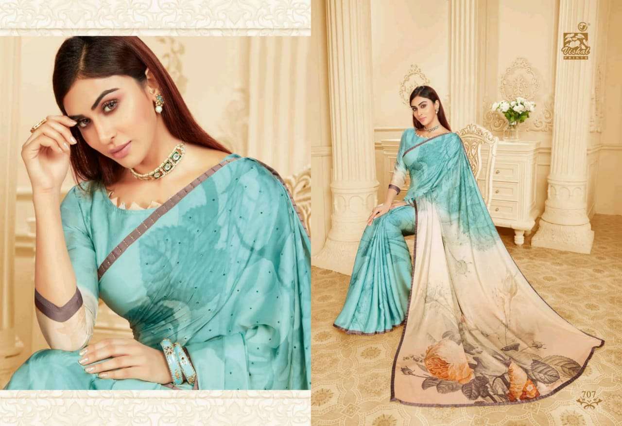 DAMORE VOL-16 BY VISHAL PRINTS 702 TO 719 SERIES INDIAN TRADITIONAL WEAR COLLECTION BEAUTIFUL STYLISH FANCY COLORFUL PARTY WEAR & OCCASIONAL WEAR SATIN GEORGETTE SAREES AT WHOLESALE PRICE