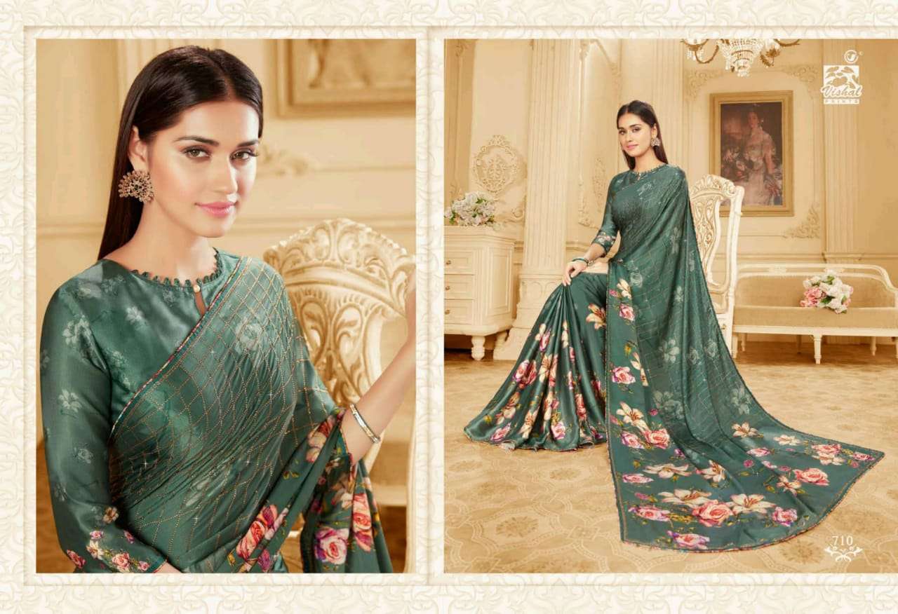 DAMORE VOL-16 BY VISHAL PRINTS 702 TO 719 SERIES INDIAN TRADITIONAL WEAR COLLECTION BEAUTIFUL STYLISH FANCY COLORFUL PARTY WEAR & OCCASIONAL WEAR SATIN GEORGETTE SAREES AT WHOLESALE PRICE