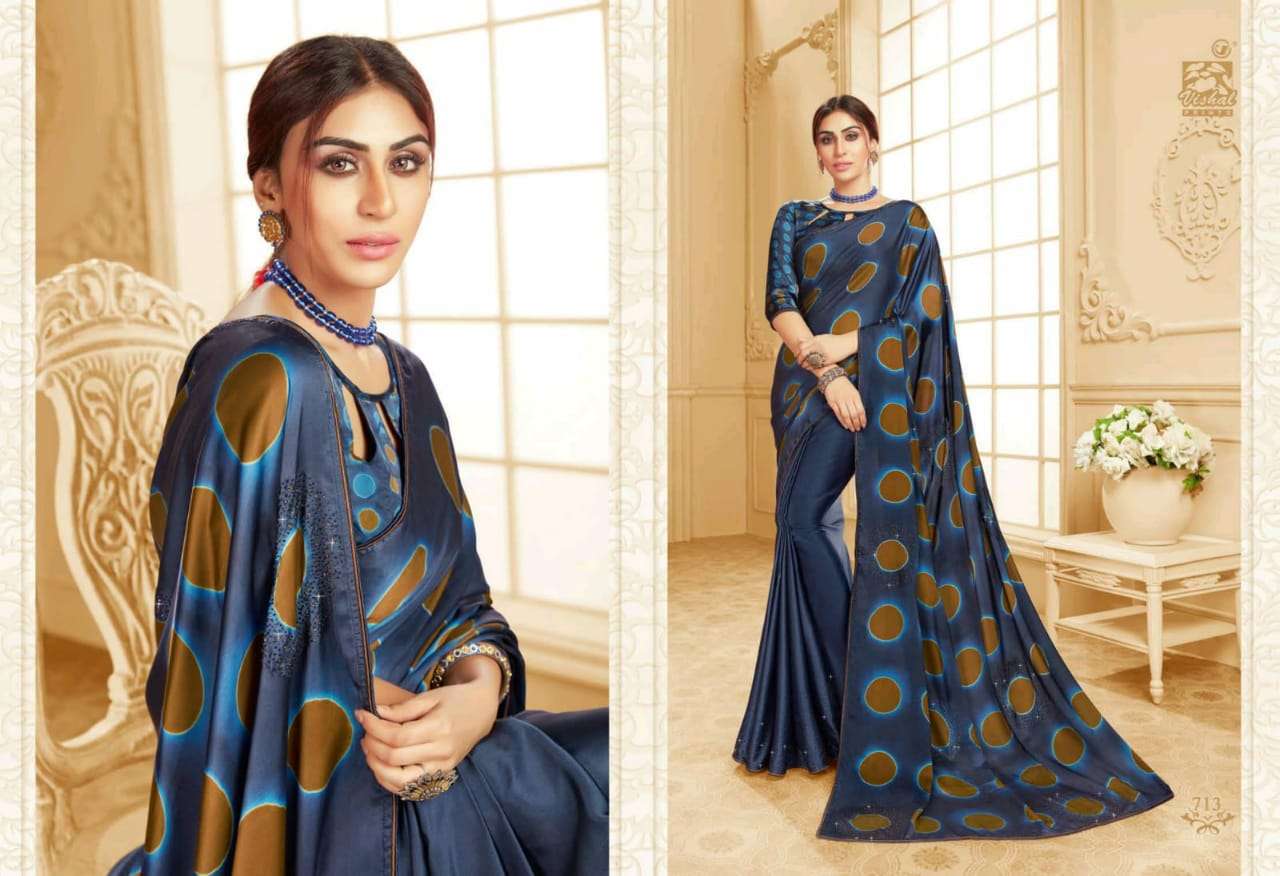 DAMORE VOL-16 BY VISHAL PRINTS 702 TO 719 SERIES INDIAN TRADITIONAL WEAR COLLECTION BEAUTIFUL STYLISH FANCY COLORFUL PARTY WEAR & OCCASIONAL WEAR SATIN GEORGETTE SAREES AT WHOLESALE PRICE