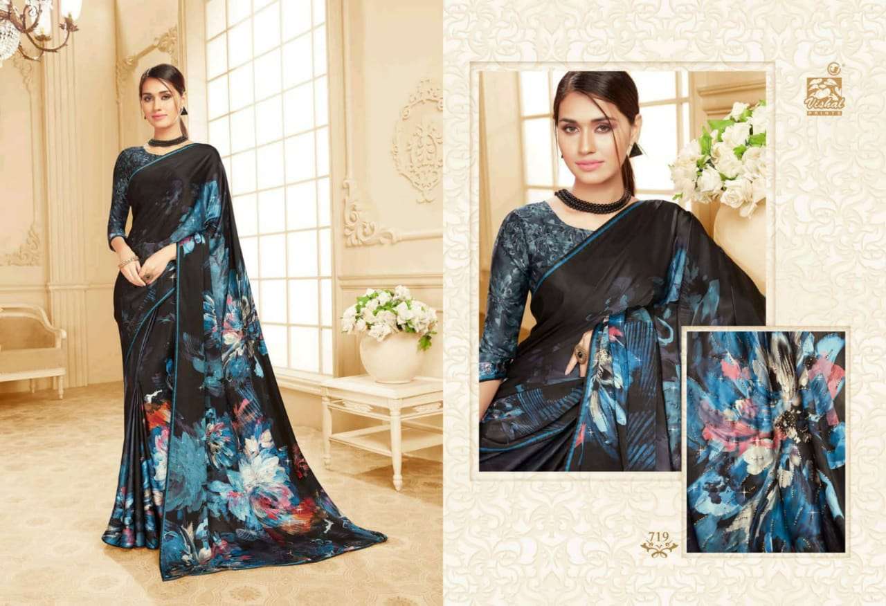 DAMORE VOL-16 BY VISHAL PRINTS 702 TO 719 SERIES INDIAN TRADITIONAL WEAR COLLECTION BEAUTIFUL STYLISH FANCY COLORFUL PARTY WEAR & OCCASIONAL WEAR SATIN GEORGETTE SAREES AT WHOLESALE PRICE