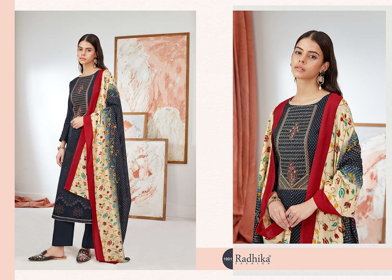 EMILY BY AZARA 1001 TO 1008 SERIES BEAUTIFUL SUITS COLORFUL STYLISH FANCY CASUAL WEAR & ETHNIC WEAR PURE CAMBRIC COTTON PRINT WITH EMBROIDERY WORK DRESSES AT WHOLESALE PRICE