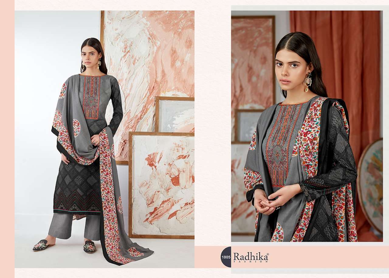 EMILY BY AZARA 1001 TO 1008 SERIES BEAUTIFUL SUITS COLORFUL STYLISH FANCY CASUAL WEAR & ETHNIC WEAR PURE CAMBRIC COTTON PRINT WITH EMBROIDERY WORK DRESSES AT WHOLESALE PRICE