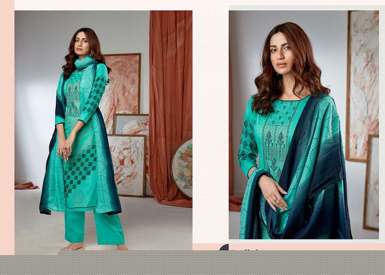 EMILY BY AZARA 1001 TO 1008 SERIES BEAUTIFUL SUITS COLORFUL STYLISH FANCY CASUAL WEAR & ETHNIC WEAR PURE CAMBRIC COTTON PRINT WITH EMBROIDERY WORK DRESSES AT WHOLESALE PRICE