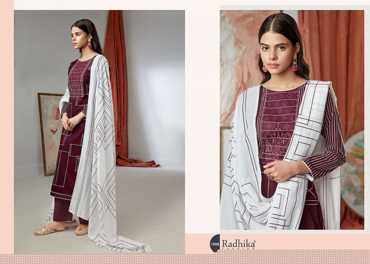 EMILY BY AZARA 1001 TO 1008 SERIES BEAUTIFUL SUITS COLORFUL STYLISH FANCY CASUAL WEAR & ETHNIC WEAR PURE CAMBRIC COTTON PRINT WITH EMBROIDERY WORK DRESSES AT WHOLESALE PRICE
