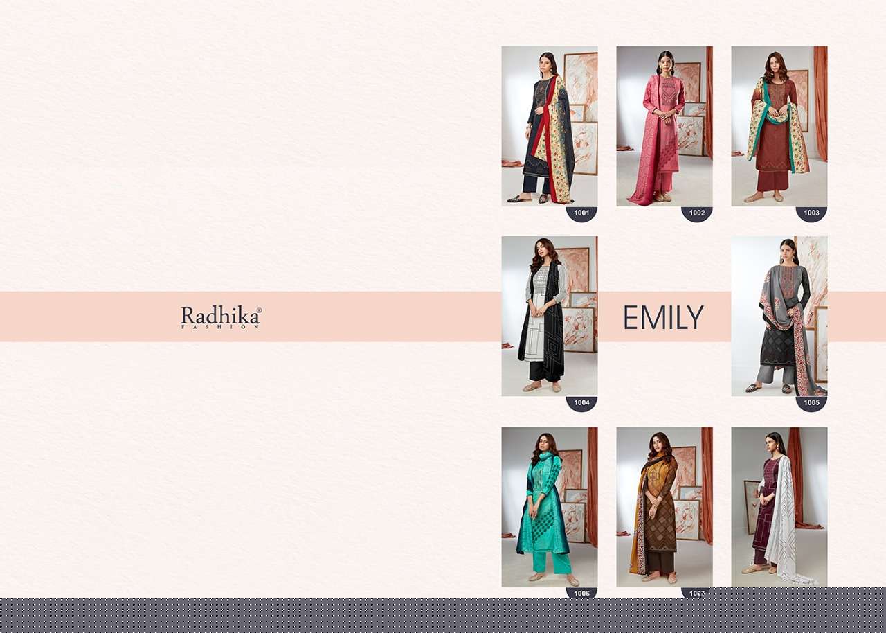 EMILY BY AZARA 1001 TO 1008 SERIES BEAUTIFUL SUITS COLORFUL STYLISH FANCY CASUAL WEAR & ETHNIC WEAR PURE CAMBRIC COTTON PRINT WITH EMBROIDERY WORK DRESSES AT WHOLESALE PRICE