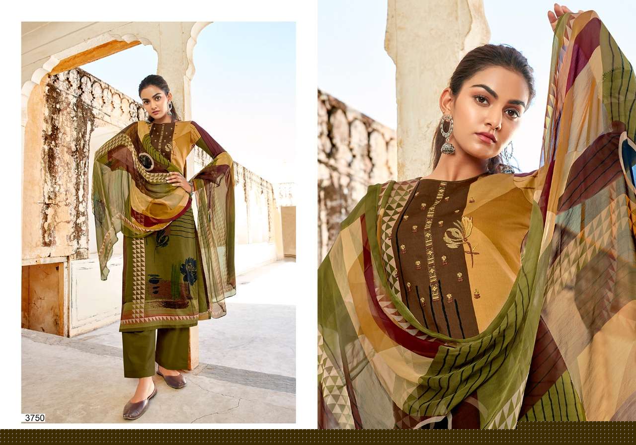 NAILA BY SANNA FASHION 3741 TO 3750 SERIES BEAUTIFUL SUITS COLORFUL STYLISH FANCY CASUAL WEAR & ETHNIC WEAR PURE JAM SILK PRINT WITH WORK DRESSES AT WHOLESALE PRICE
