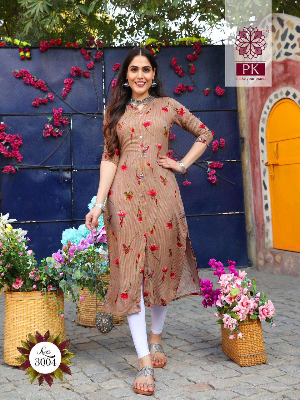 LIVA VOL-3 BY PK 3001 TO 3013 SERIES DESIGNER STYLISH FANCY COLORFUL BEAUTIFUL PARTY WEAR & ETHNIC WEAR COLLECTION HEAVY RAYON PRINT KURTIS AT WHOLESALE PRICE