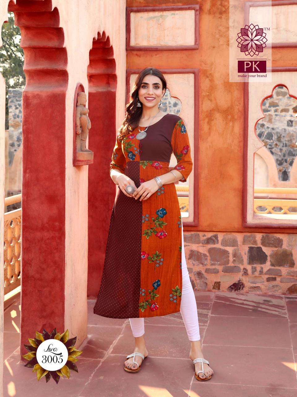 LIVA VOL-3 BY PK 3001 TO 3013 SERIES DESIGNER STYLISH FANCY COLORFUL BEAUTIFUL PARTY WEAR & ETHNIC WEAR COLLECTION HEAVY RAYON PRINT KURTIS AT WHOLESALE PRICE