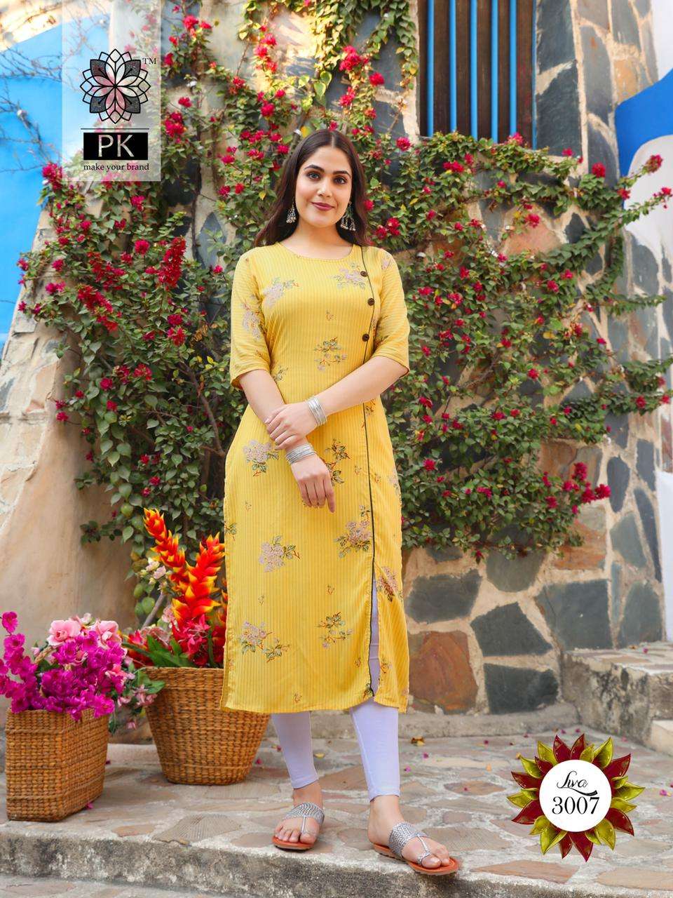 LIVA VOL-3 BY PK 3001 TO 3013 SERIES DESIGNER STYLISH FANCY COLORFUL BEAUTIFUL PARTY WEAR & ETHNIC WEAR COLLECTION HEAVY RAYON PRINT KURTIS AT WHOLESALE PRICE