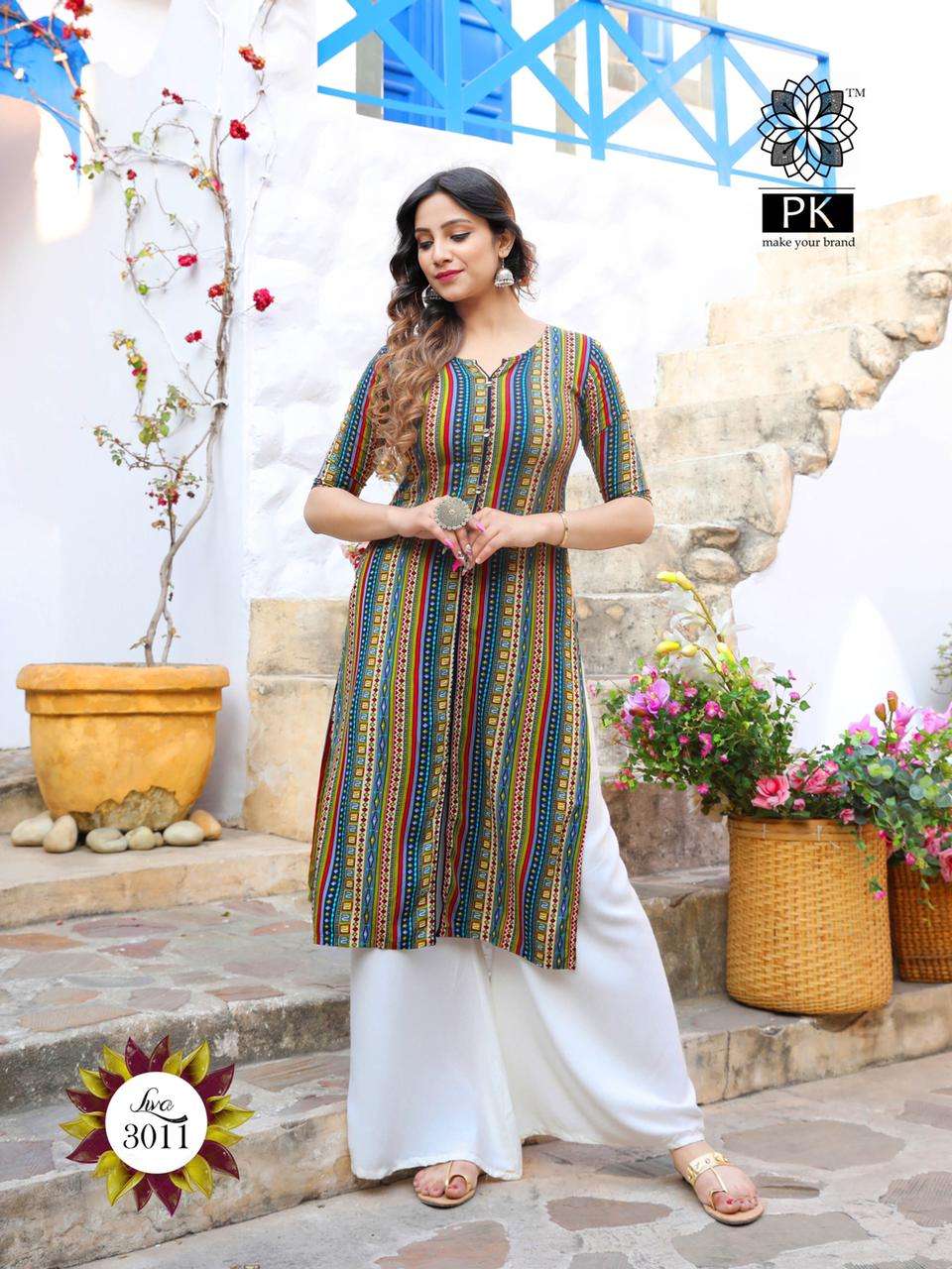 LIVA VOL-3 BY PK 3001 TO 3013 SERIES DESIGNER STYLISH FANCY COLORFUL BEAUTIFUL PARTY WEAR & ETHNIC WEAR COLLECTION HEAVY RAYON PRINT KURTIS AT WHOLESALE PRICE
