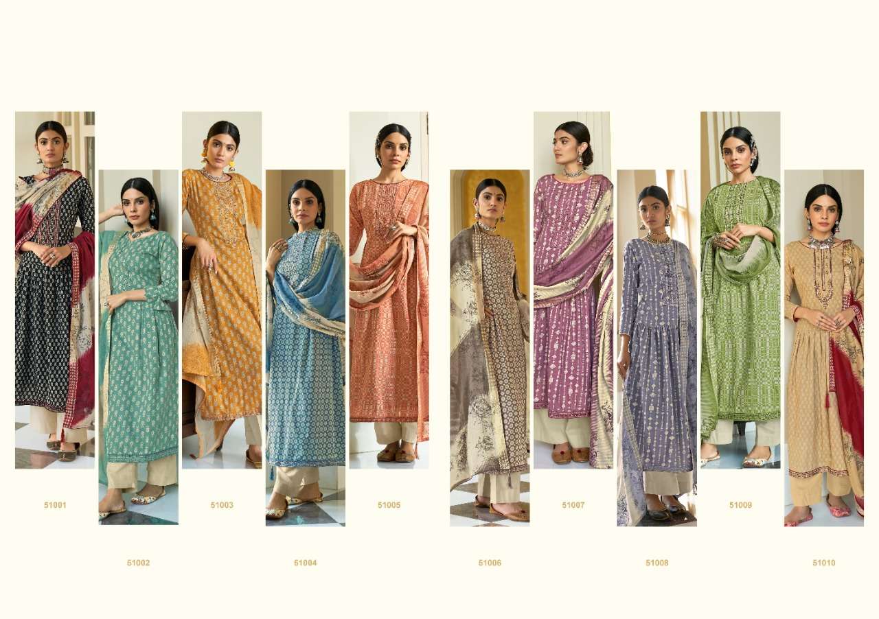 ZARINA BY ANKIT TEXTILE 51001 TO 51010 SERIES BEAUTIFUL SUITS COLORFUL STYLISH FANCY CASUAL WEAR & ETHNIC WEAR PURE LAWN COTTON DIGITAL PRINT WITH EMBROIDERY WORK DRESSES AT WHOLESALE PRICE