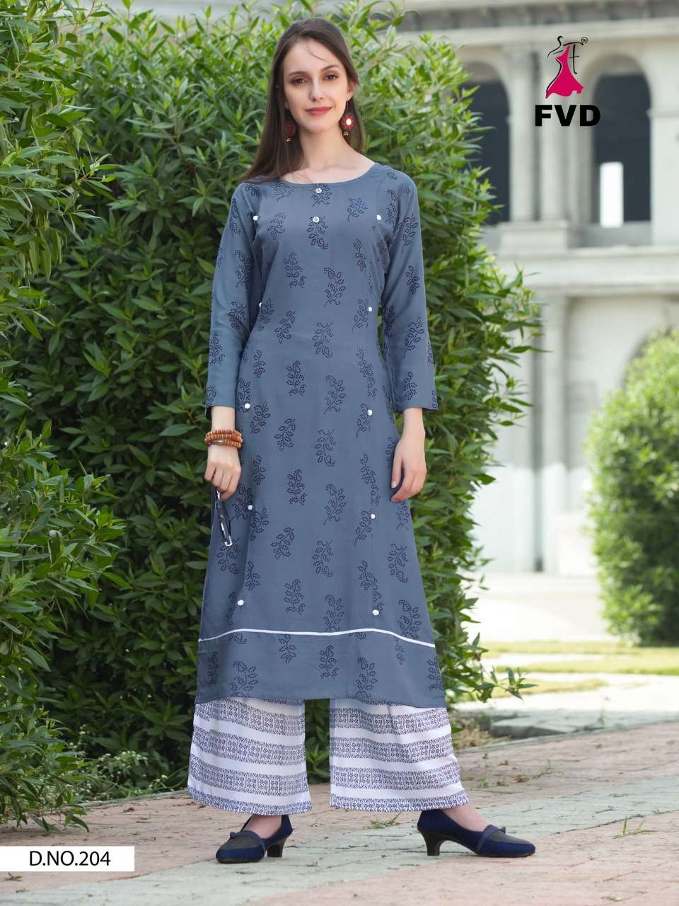 CLASSIC GOLD VOL-3 BY FVD 204 TO 211 SERIES DESIGNER STYLISH FANCY COLORFUL BEAUTIFUL PARTY WEAR & ETHNIC WEAR COLLECTION RAYON FOIL PRINT KURTIS WITH BOTTOM AT WHOLESALE PRICE