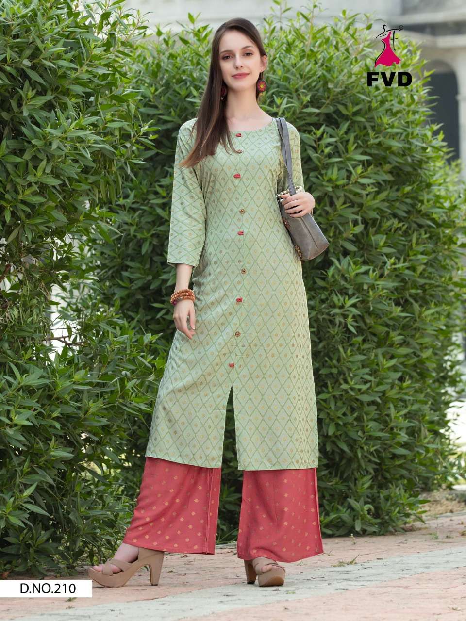 CLASSIC GOLD VOL-3 BY FVD 204 TO 211 SERIES DESIGNER STYLISH FANCY COLORFUL BEAUTIFUL PARTY WEAR & ETHNIC WEAR COLLECTION RAYON FOIL PRINT KURTIS WITH BOTTOM AT WHOLESALE PRICE