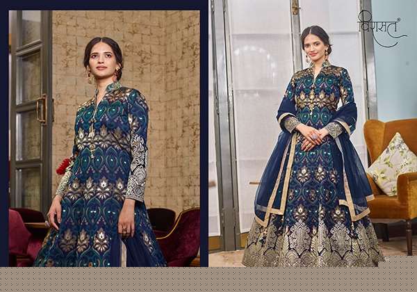 MUSKAN BY VIRASAT 1068 TO 1071 SERIES BEAUTIFUL STYLISH ANARKALI SUITS FANCY COLORFUL CASUAL WEAR & ETHNIC WEAR & READY TO WEAR JACQUARD WITH HANDWORK DRESSES AT WHOLESALE PRICE