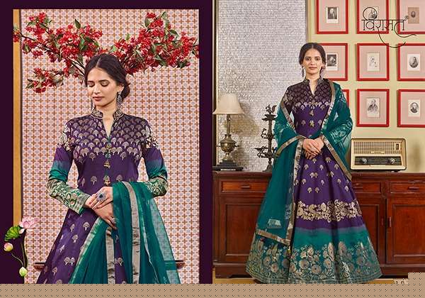MUSKAN BY VIRASAT 1068 TO 1071 SERIES BEAUTIFUL STYLISH ANARKALI SUITS FANCY COLORFUL CASUAL WEAR & ETHNIC WEAR & READY TO WEAR JACQUARD WITH HANDWORK DRESSES AT WHOLESALE PRICE