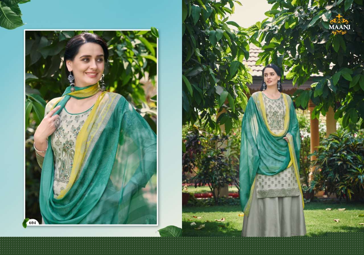 MAANI VOL-6 BY LAVINA 601 TO 606 SERIES BEAUTIFUL SUITS STYLISH FANCY COLORFUL PARTY WEAR & OCCASIONAL WEAR PURE JAM DIGITAL PRINT EMBROIDERED DRESSES AT WHOLESALE PRICE
