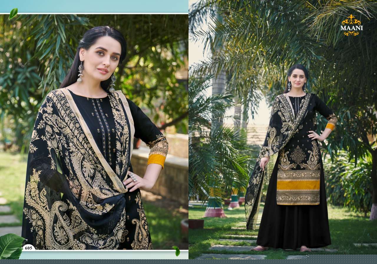 MAANI VOL-6 BY LAVINA 601 TO 606 SERIES BEAUTIFUL SUITS STYLISH FANCY COLORFUL PARTY WEAR & OCCASIONAL WEAR PURE JAM DIGITAL PRINT EMBROIDERED DRESSES AT WHOLESALE PRICE