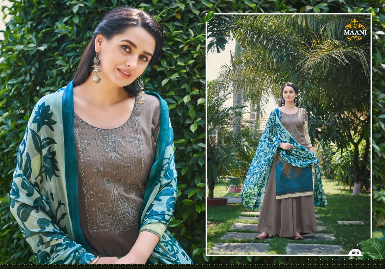 MAANI VOL-6 BY LAVINA 601 TO 606 SERIES BEAUTIFUL SUITS STYLISH FANCY COLORFUL PARTY WEAR & OCCASIONAL WEAR PURE JAM DIGITAL PRINT EMBROIDERED DRESSES AT WHOLESALE PRICE