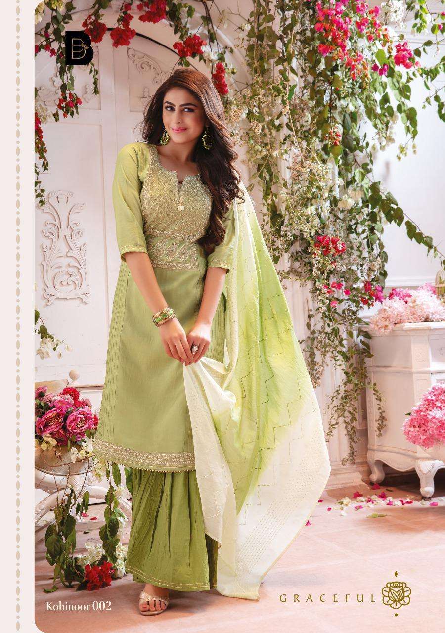 KOHINOOR BY BENBAA 001 TO 008 SERIES DESIGNER BEAUTIFUL COLORFUL STYLISH FANCY CASUAL WEAR & ETHNIC WEAR & READY TO WEAR VICOSE CHANDERI WITH WORK DRESSES AT WHOLESALE PRICE