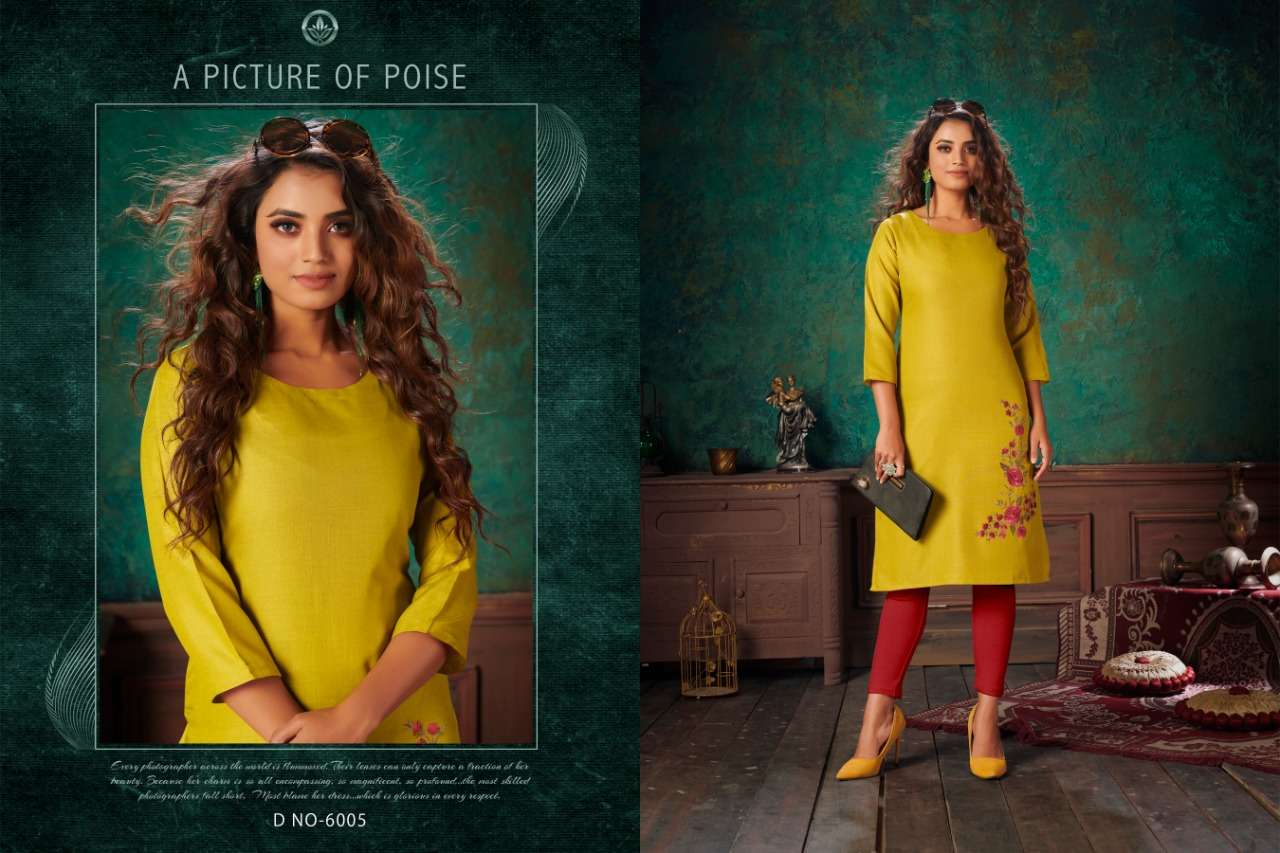 VIVA VOL-6 BY NITISHA NX 6001 TO 6010 SERIES DESIGNER BEAUTIFUL COLORFUL STYLISH FANCY CASUAL WEAR & ETHNIC WEAR & READY TO WEAR HEAVY SOFT COTTON SLUB EMBROIDERED KURTIS AT WHOLESALE PRICE