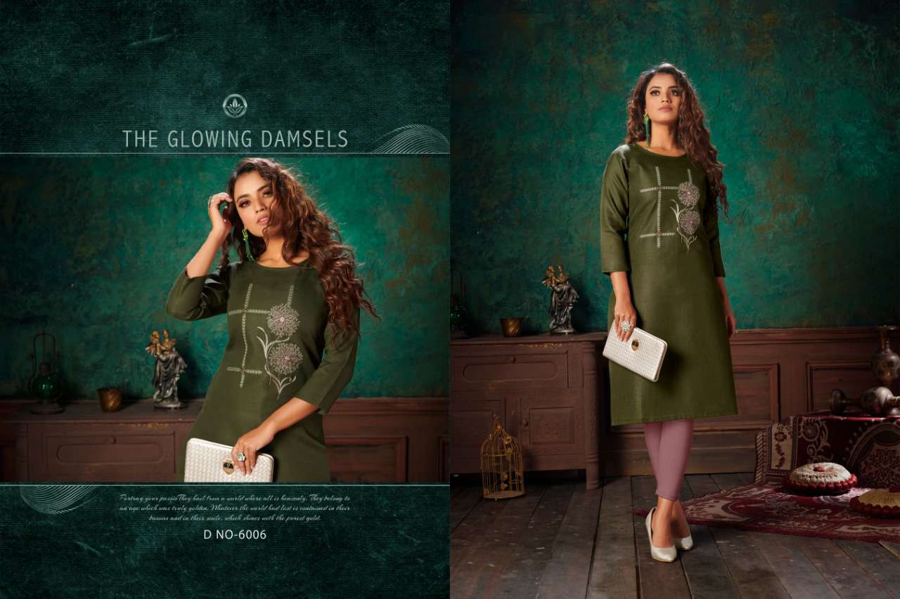 VIVA VOL-6 BY NITISHA NX 6001 TO 6010 SERIES DESIGNER BEAUTIFUL COLORFUL STYLISH FANCY CASUAL WEAR & ETHNIC WEAR & READY TO WEAR HEAVY SOFT COTTON SLUB EMBROIDERED KURTIS AT WHOLESALE PRICE