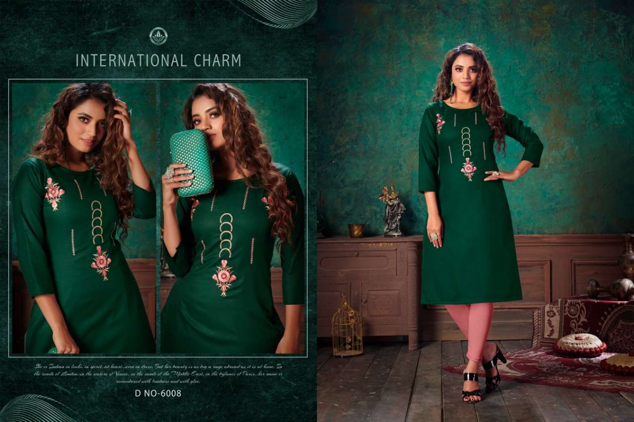 VIVA VOL-6 BY NITISHA NX 6001 TO 6010 SERIES DESIGNER BEAUTIFUL COLORFUL STYLISH FANCY CASUAL WEAR & ETHNIC WEAR & READY TO WEAR HEAVY SOFT COTTON SLUB EMBROIDERED KURTIS AT WHOLESALE PRICE