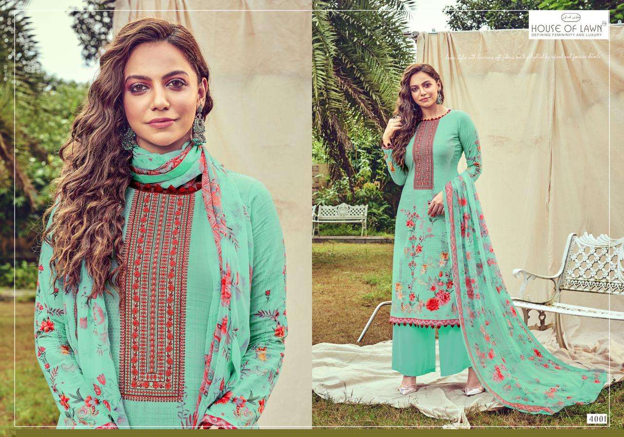 NIZA BY HOUSE OF LAWN 4001 TO 4010 SERIES DESIGNER BEAUTIFUL COLORFUL STYLISH FANCY CASUAL WEAR & ETHNIC WEAR & READY TO WEAR PURE LAWN DIGITAL PRINT DRESSES AT WHOLESALE PRICE