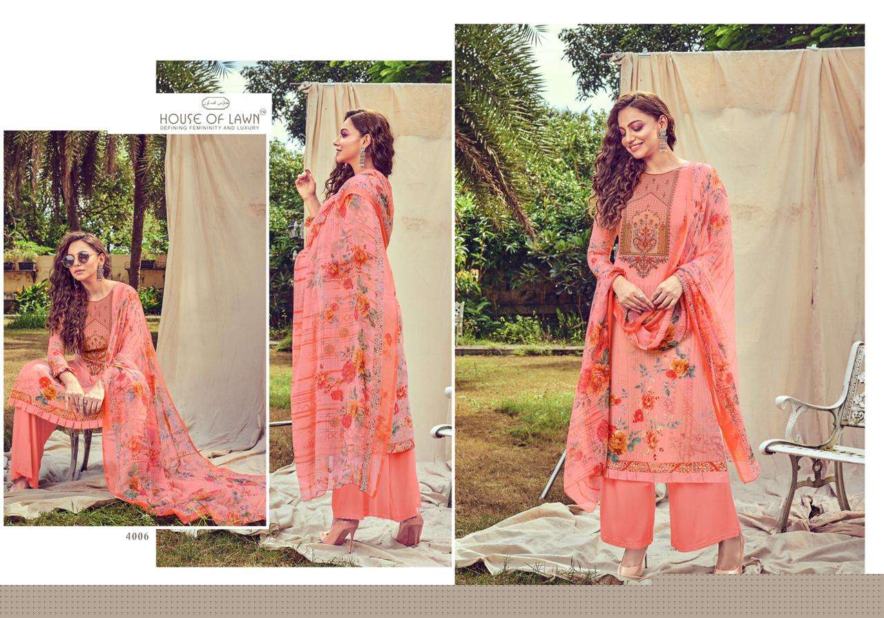 NIZA BY HOUSE OF LAWN 4001 TO 4010 SERIES DESIGNER BEAUTIFUL COLORFUL STYLISH FANCY CASUAL WEAR & ETHNIC WEAR & READY TO WEAR PURE LAWN DIGITAL PRINT DRESSES AT WHOLESALE PRICE